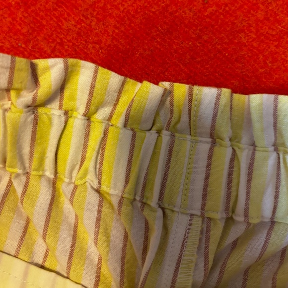 Uniqlo yellow striped cotton linen blend paper bag high rise shorts NWT - Picture 6 of 13